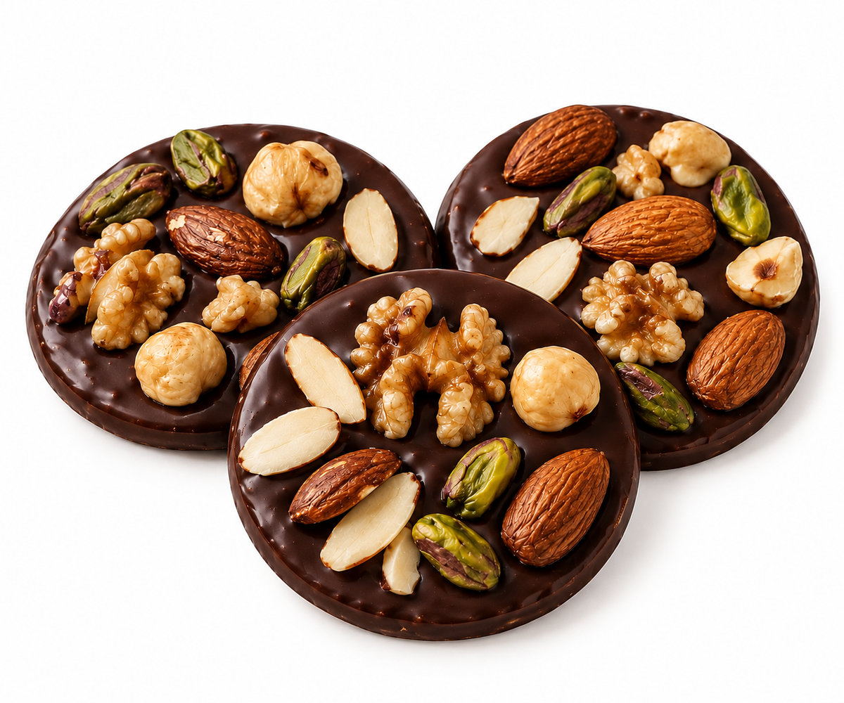3 Chocolats mendiants au chocolat noir artisanaux