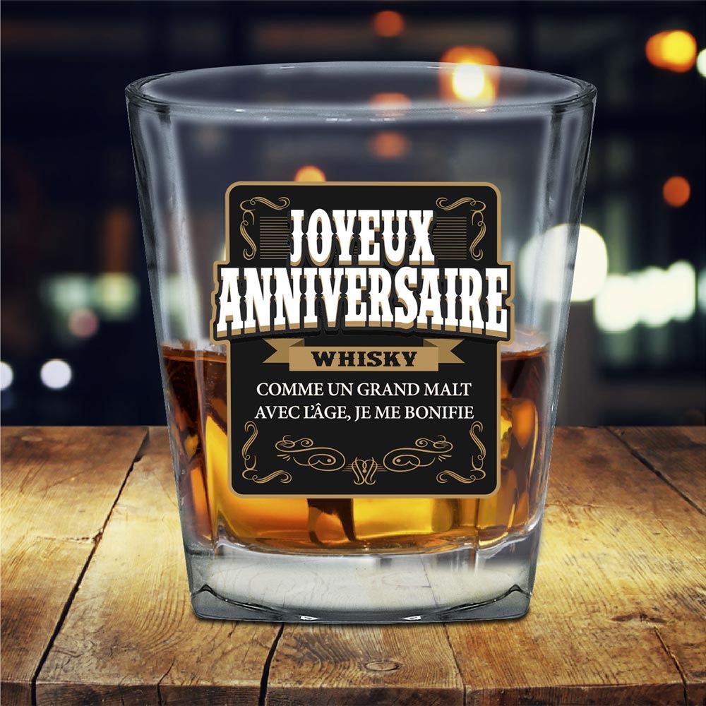 Verre à whisky "Joyeux Anniversaire"
