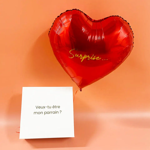 Annonce parrain originale avec un ballon hélium personnalisé