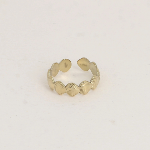 Bague acier inoxydable à rangée de coquillage