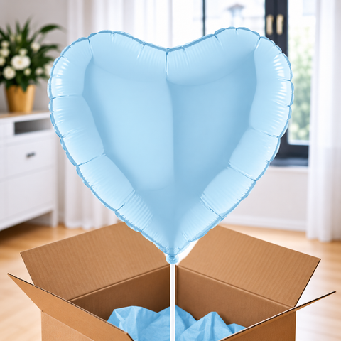 Ballon hélium coeur bleu pastel