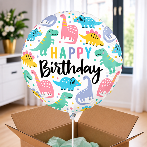 Ballon hélium "Happy birthday" - dinosaure