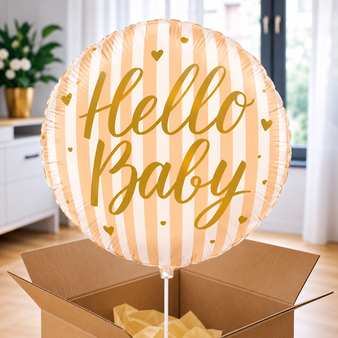 Ballon hélium "Bonjour bébé" - abricot