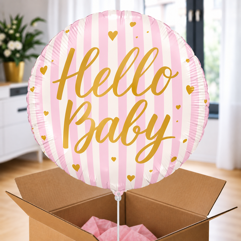 Ballon hélium "Bonjour bébé" rose