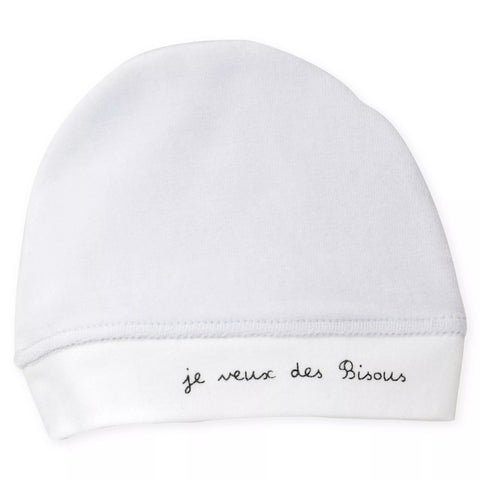 Bonnet de naissance "Je veux des bisous"