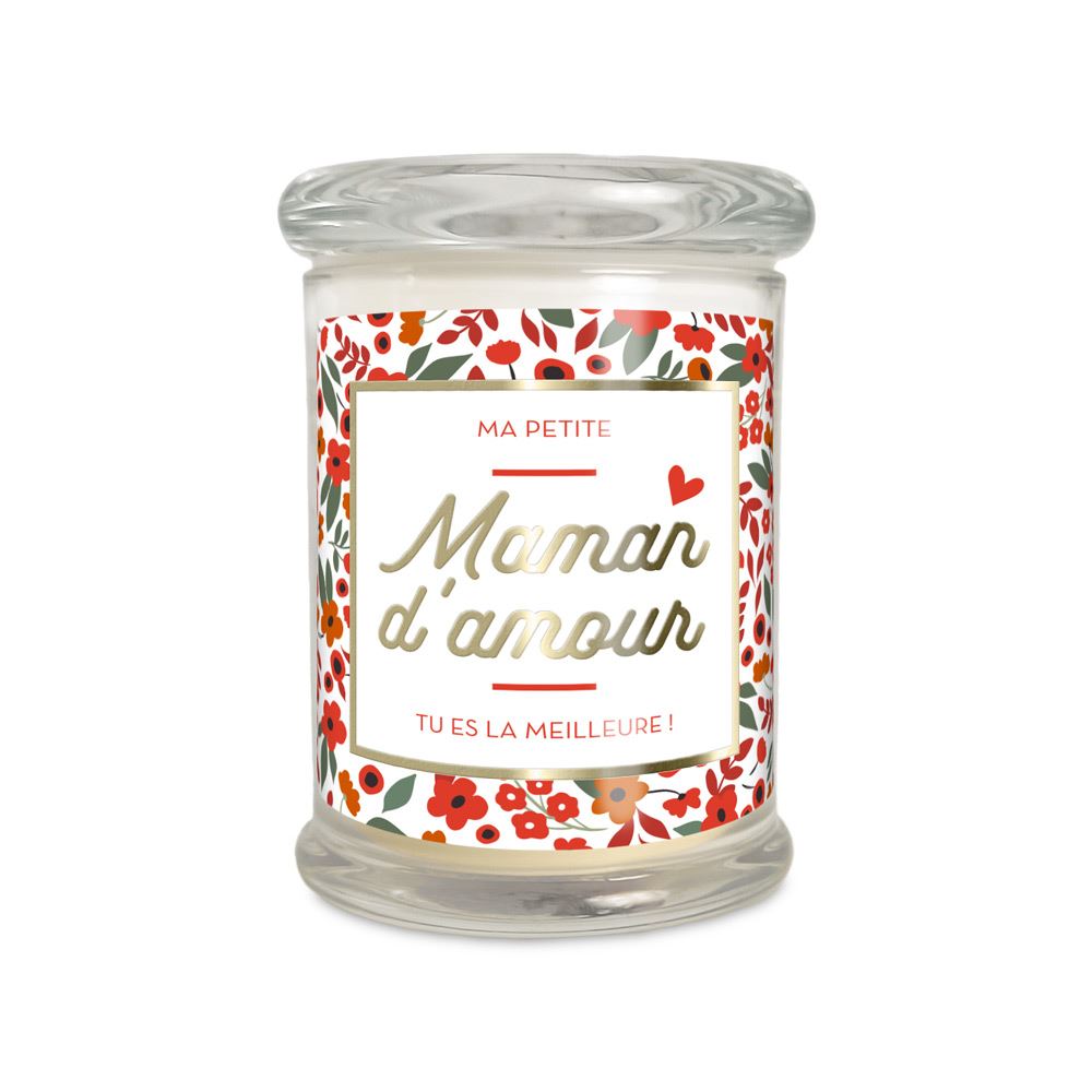 Bougie en verre "Maman d'amour" – Parfum fleur de coton