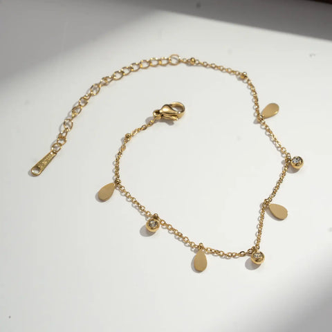 Bracelet en acier inoxydable raffiné pampilles et strass