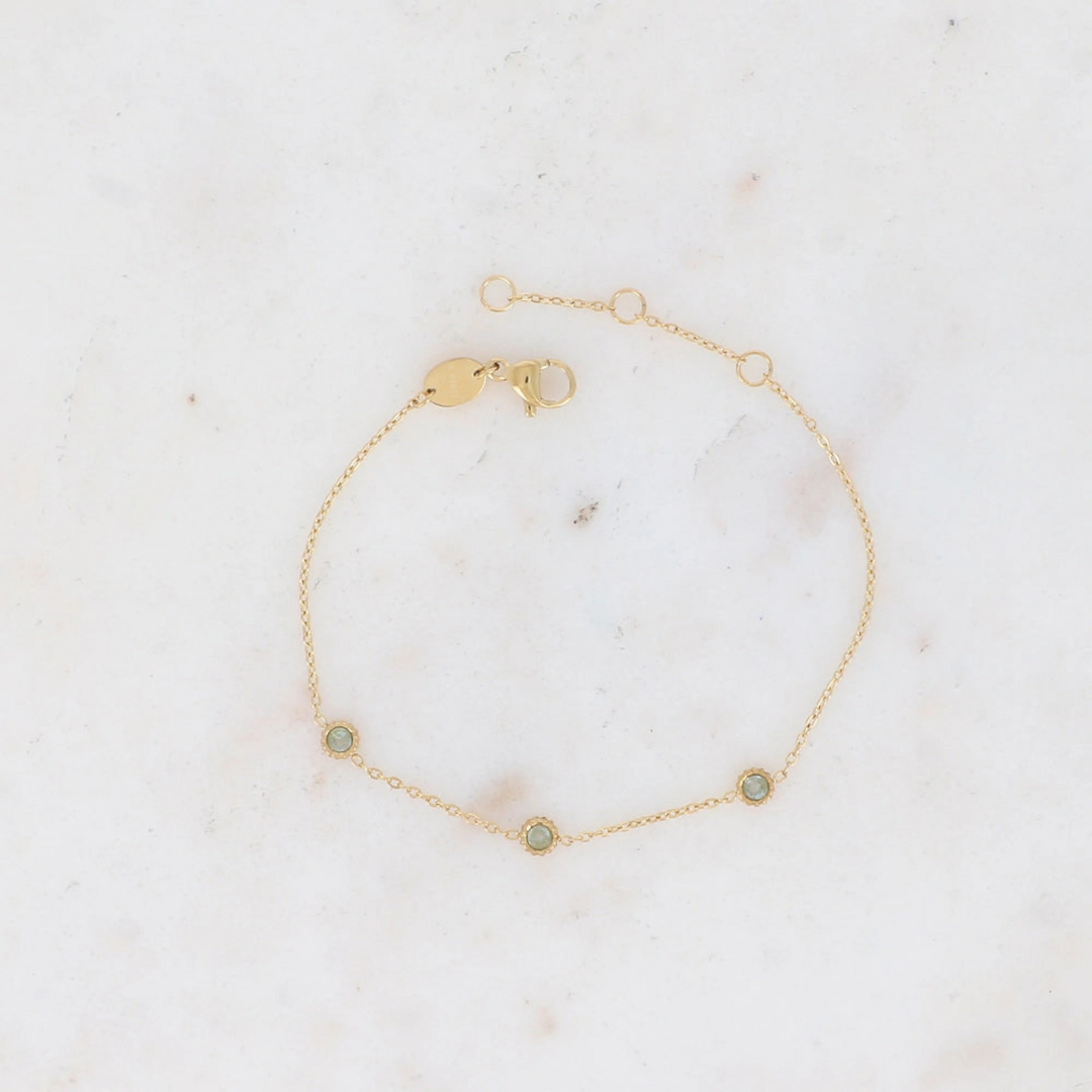 Bracelet fin en acier inoxydable 3 oxydes de zirconium