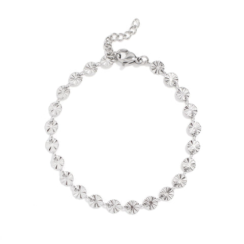 Bracelet en acier inoxydable PVD or 18K à motif soleil