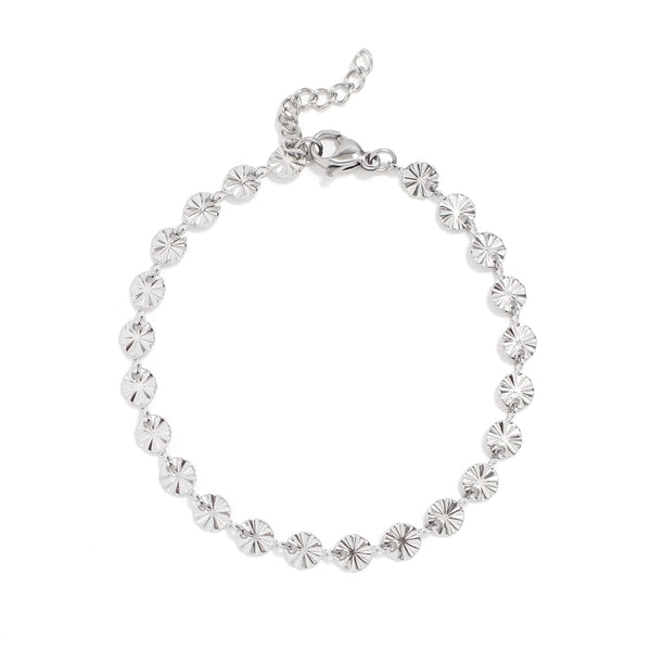 Bracelet en acier inoxydable PVD or 18K à motif soleil