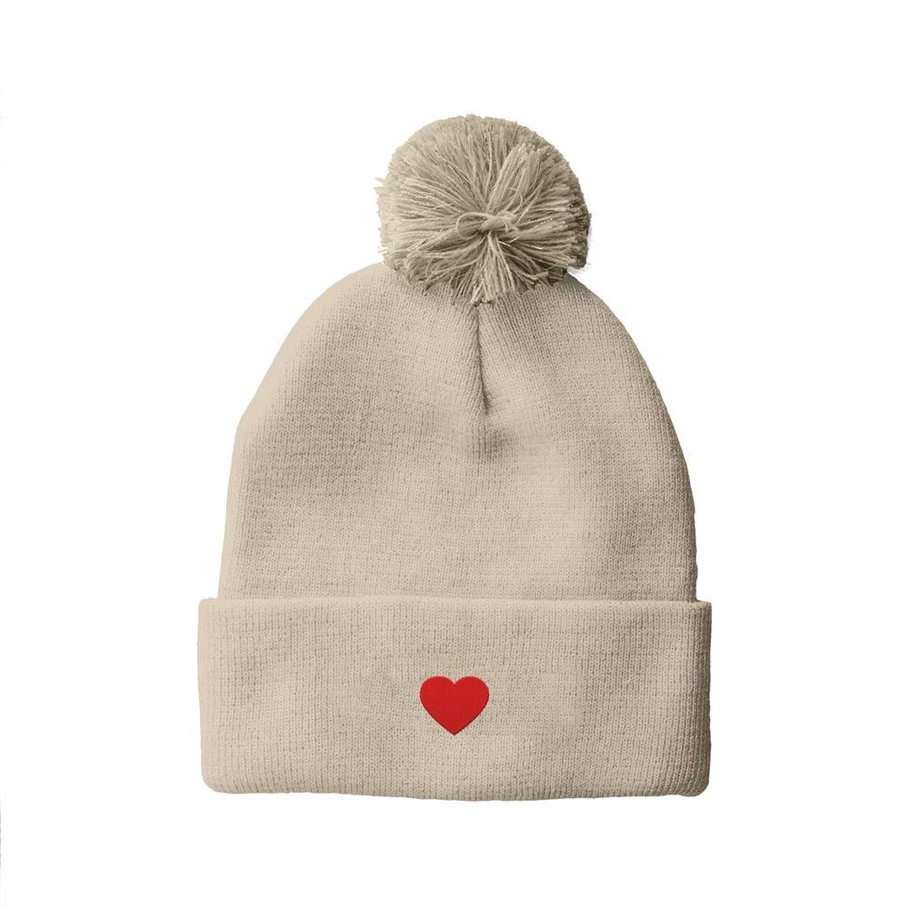 Bonnet brodé coeur rouge