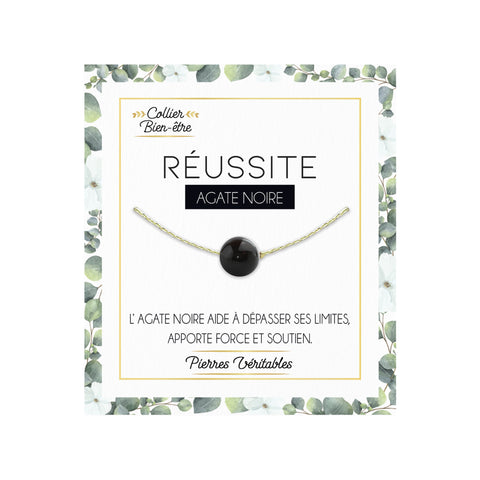 Collier avec pierre d'Agate noire aux vertus "Réussite"