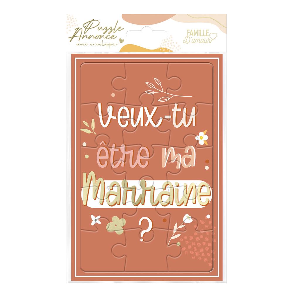 Puzzle annonce "Veux-tu être ma marraine"