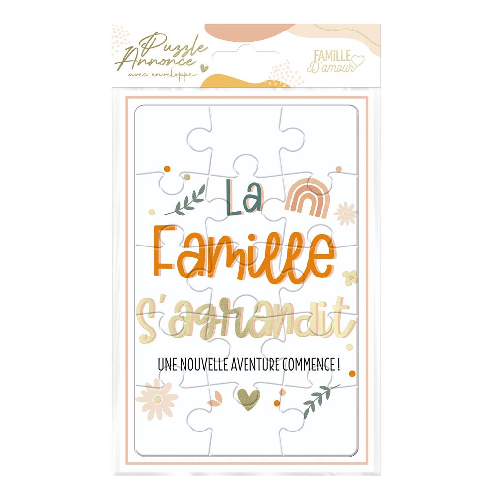 Puzzle annonce "La famille s'agrandit, une nouvelle aventure commence"