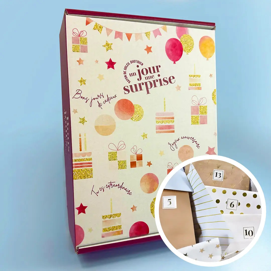 Box "Fête d'anniversaire" avec 1 cadeau par jour