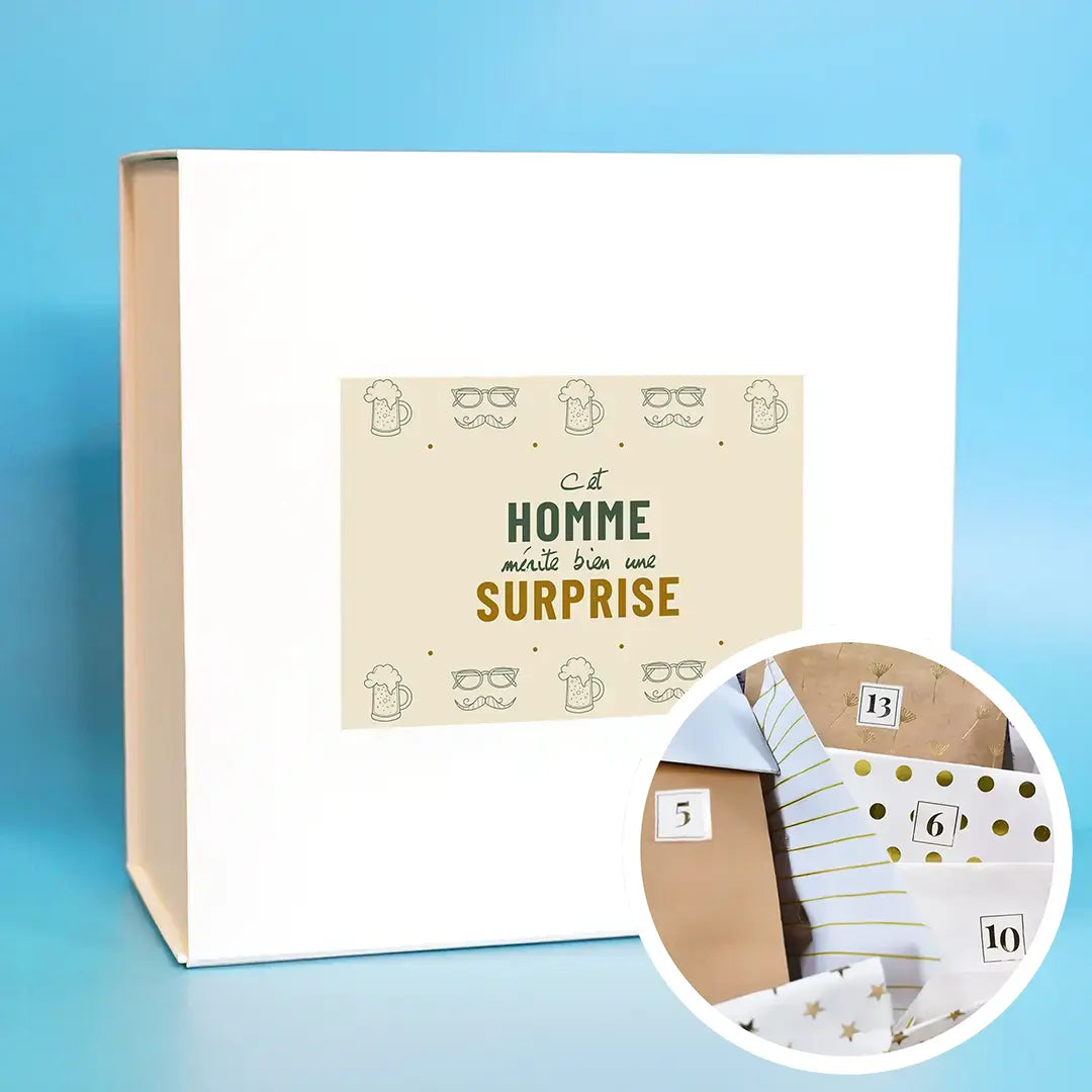 Box " Cet homme mérite bien une surprise" avec 1 cadeau par jour