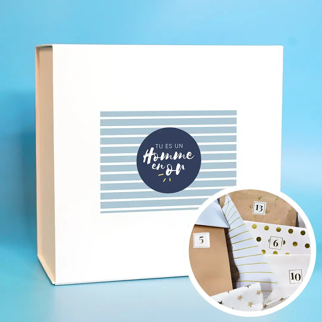 Box "Tu es en homme en or" avec 1 cadeau par jour