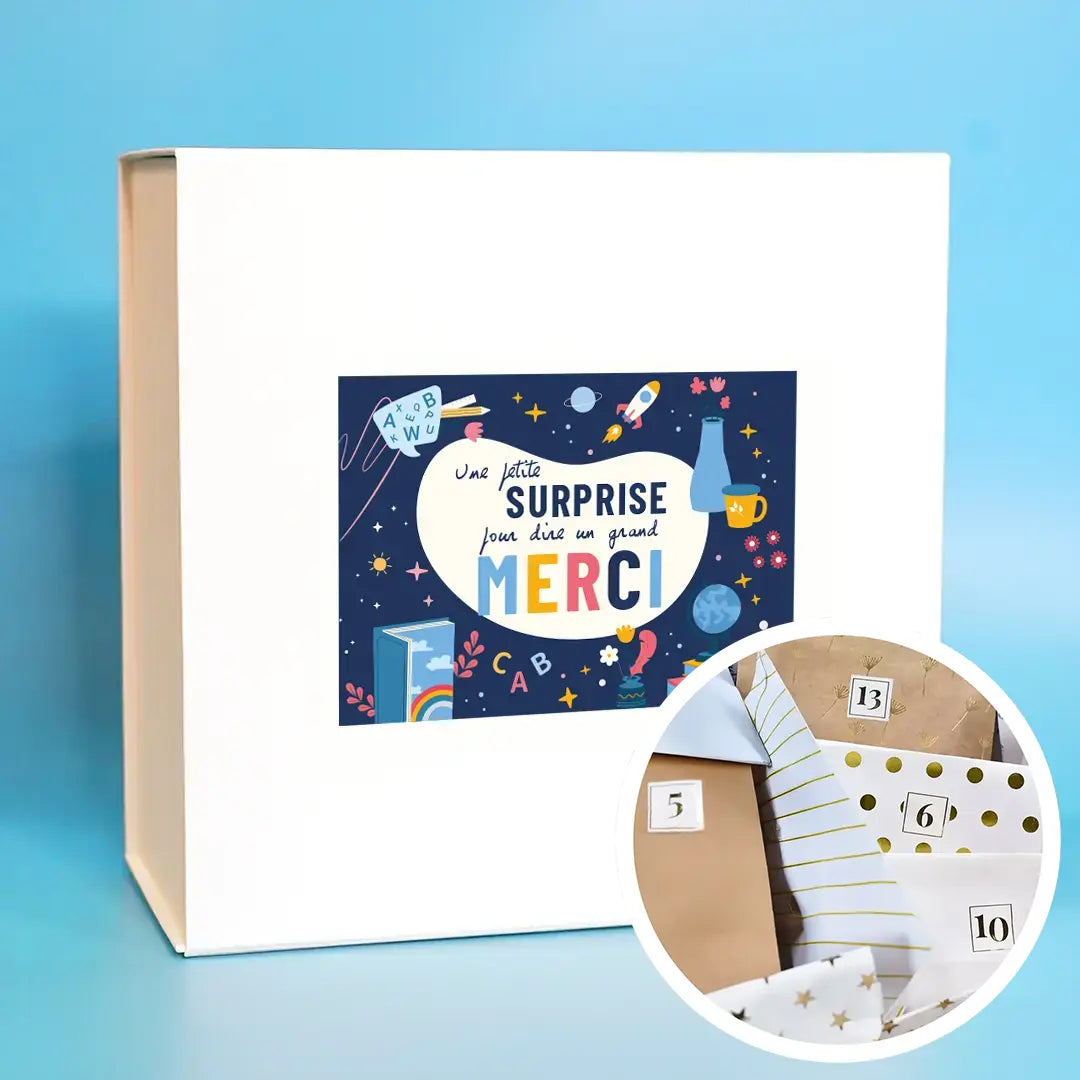 Box "Une petite surprise pour dire un grand merci" avec 1 cadeau par jour