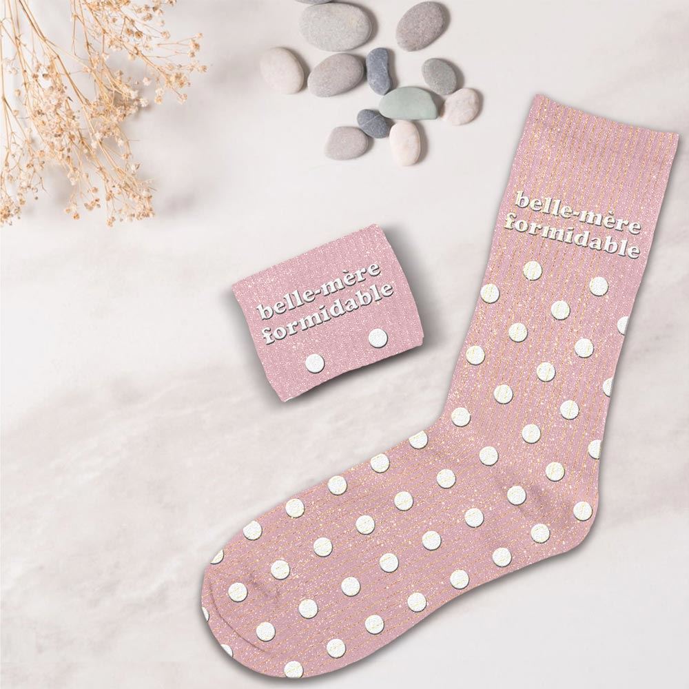 Chaussettes paillettes "Belle-mère formidable"