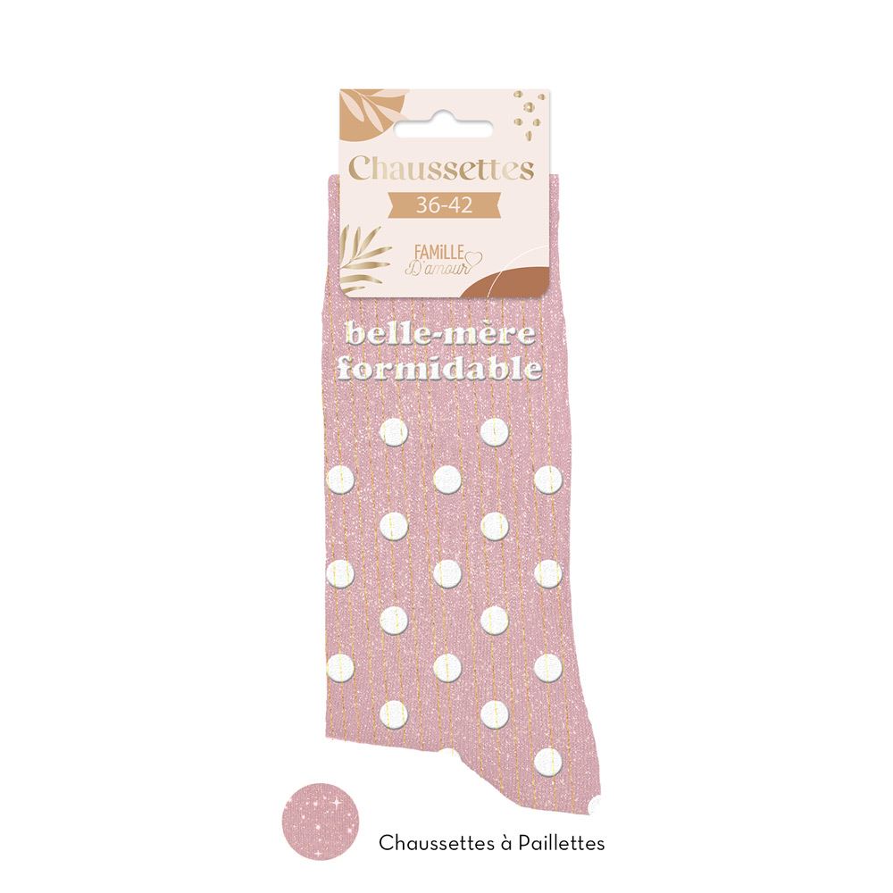 Chaussettes paillettes "Belle-mère formidable"