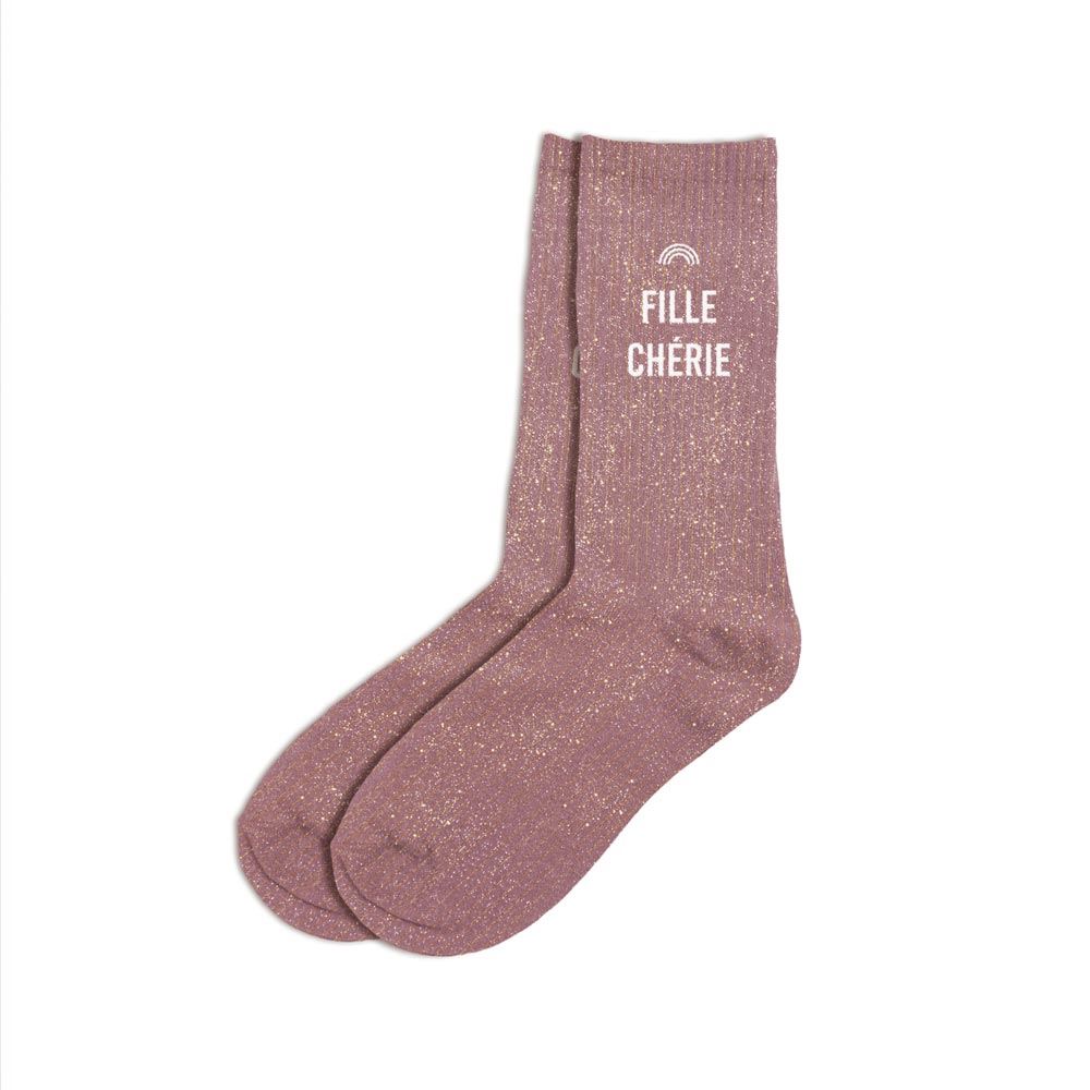 Chaussettes à paillettes "Fille chérie"