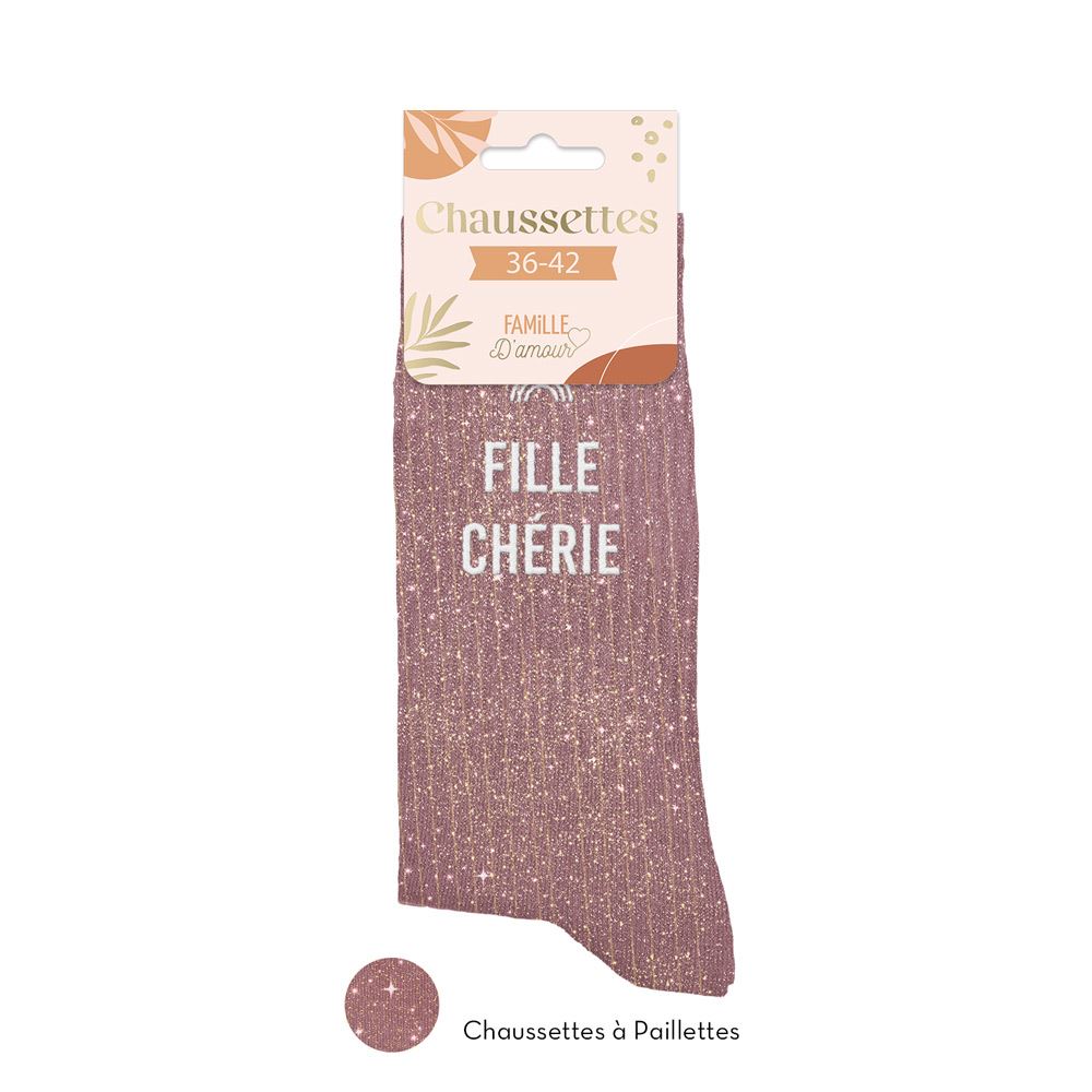 Chaussettes à paillettes "Fille chérie"