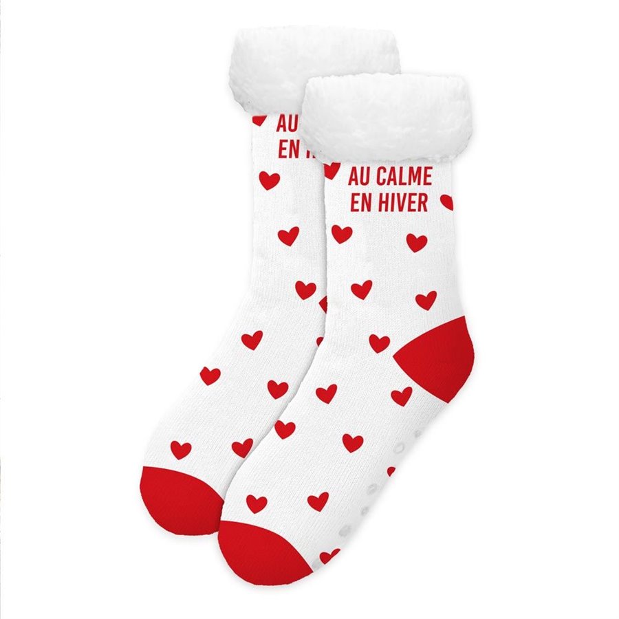 Chaussettes moumoute d'hiver coeur - femme