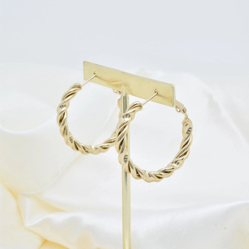 Boucles d'oreilles créoles torsade en acier