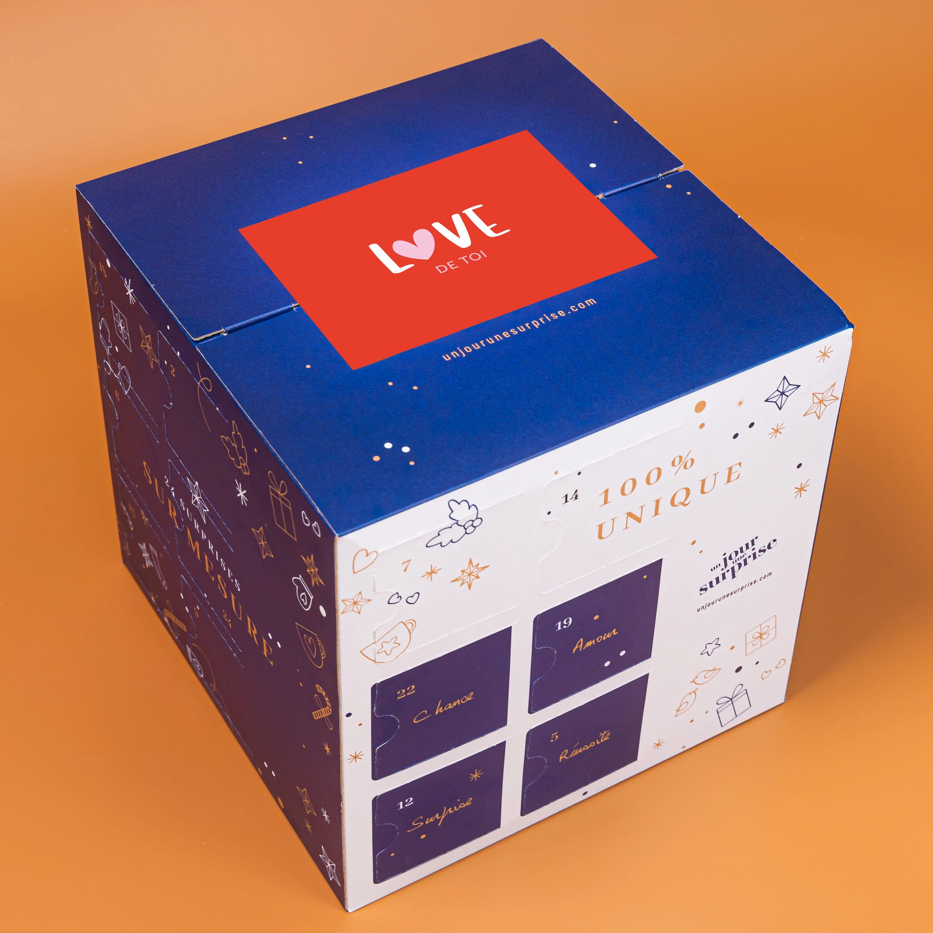 Calendrier de l'avent cube - design "Love de toi"