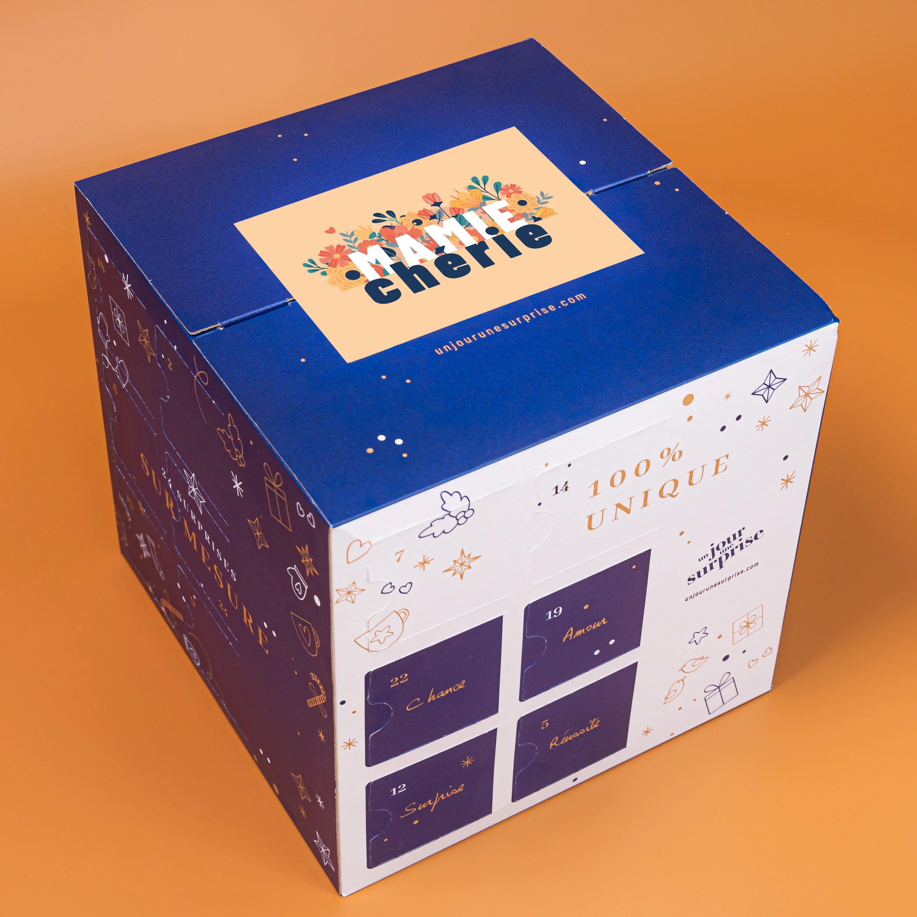 Calendrier de l'avent cube - design "Mamie chérie"