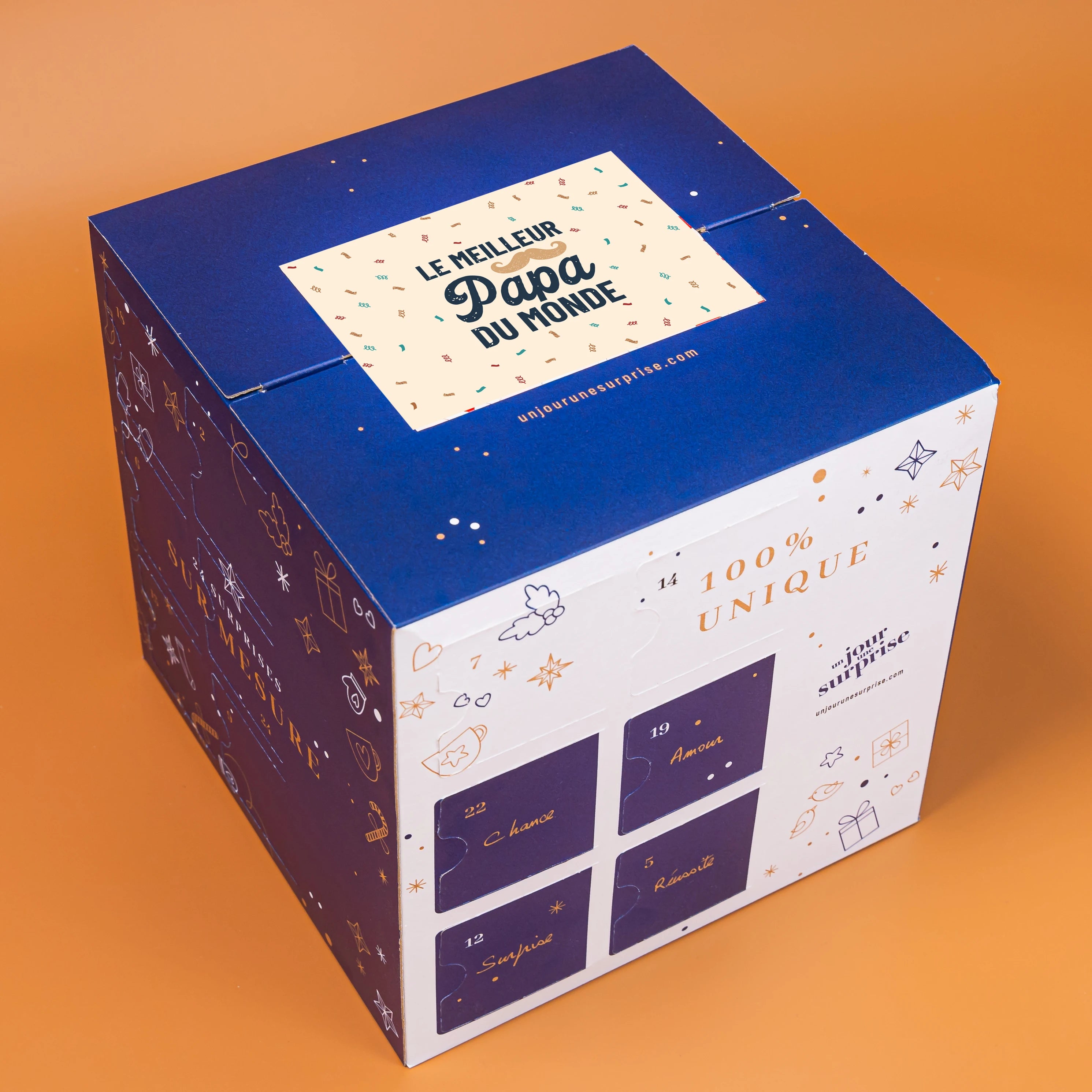Calendrier de l'avent cube - design "Le meilleur papa du monde"