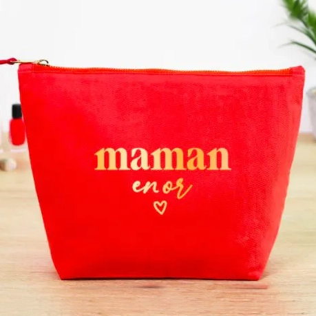 Trousse rouge maman en or