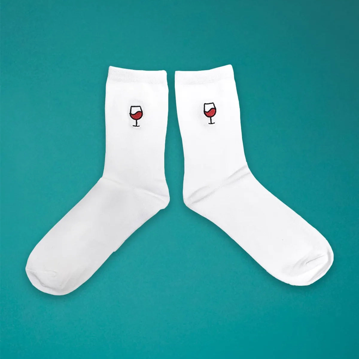 Chaussettes brodées verre de vin