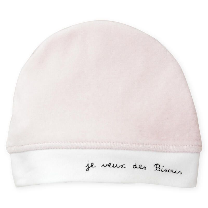 Bonnet de naissance "Je veux des bisous"