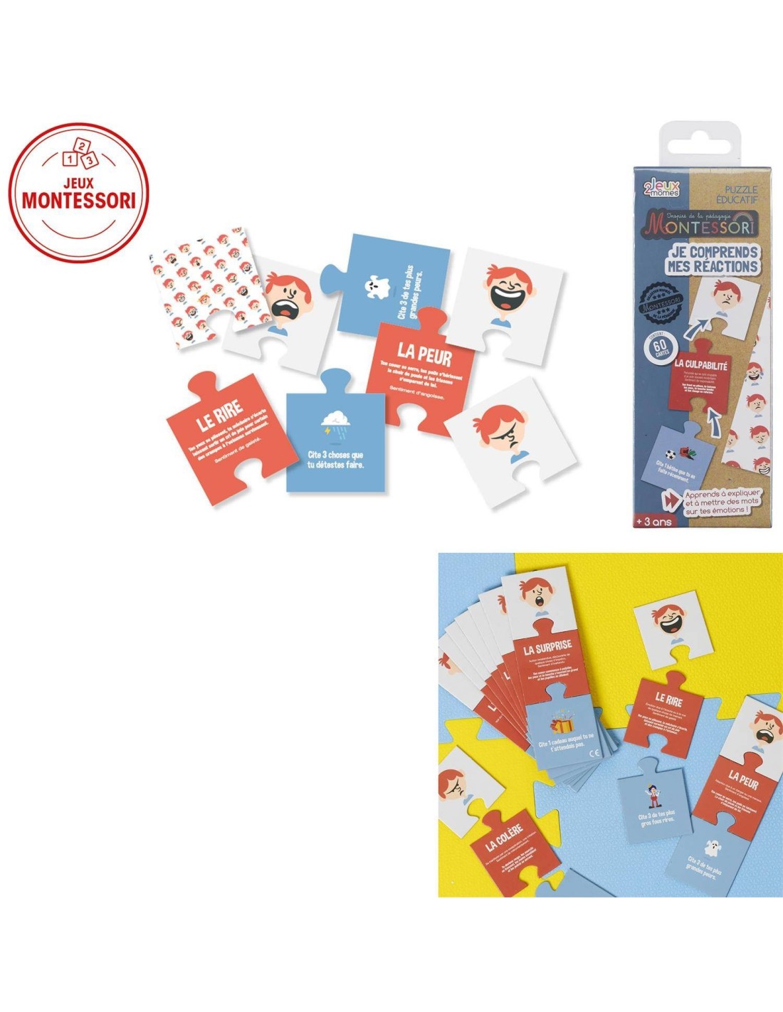 Jeux de puzzle éducatif  Je Comprends les emotions Montessori