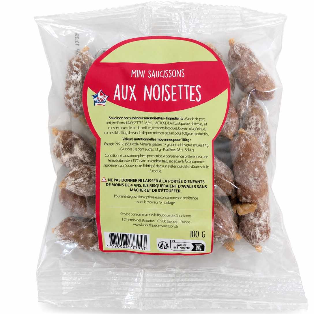 Mini saucissons aux noisettes-100g