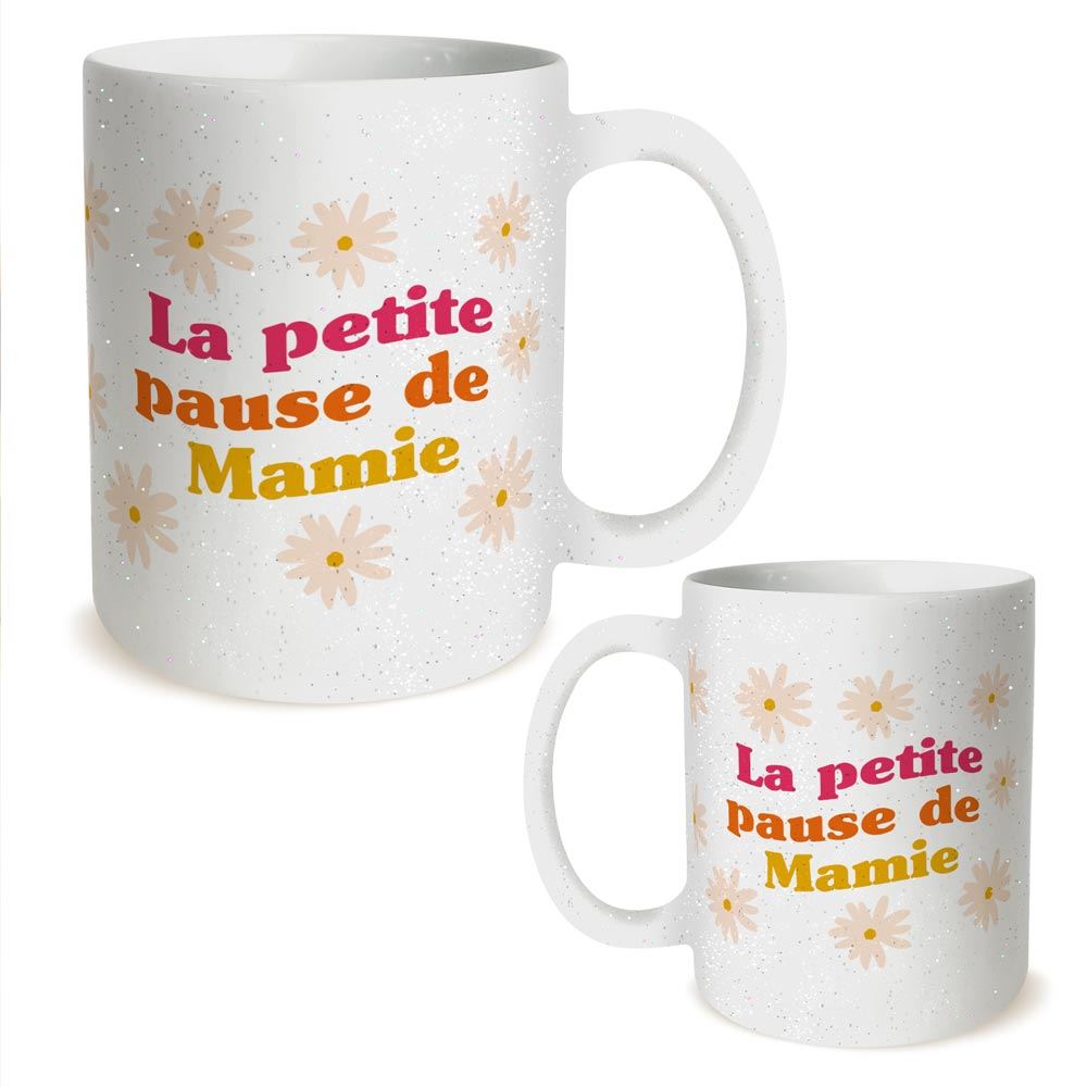 Mug à paillettes "La petite pause de mamie"