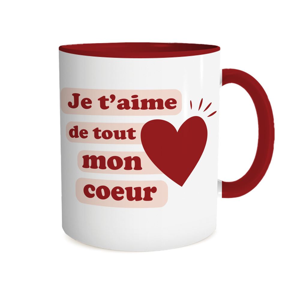 Mug "Je t'aime de tout mon coeur"