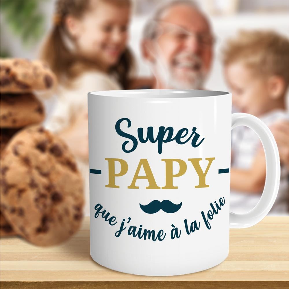 Mug "Super papy que j'aime à la folie"