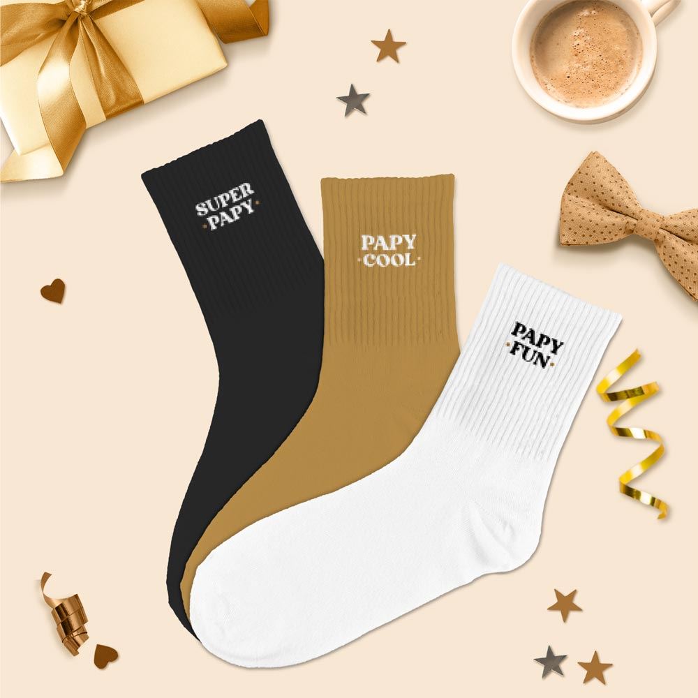 Chaussettes "papy fun, cool super papy" / Taille unique : 39-45