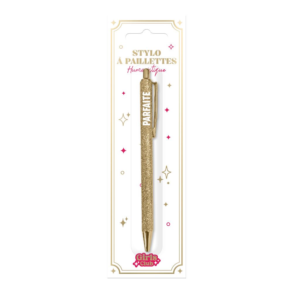 Stylo à paillettes doré "Parfaite"