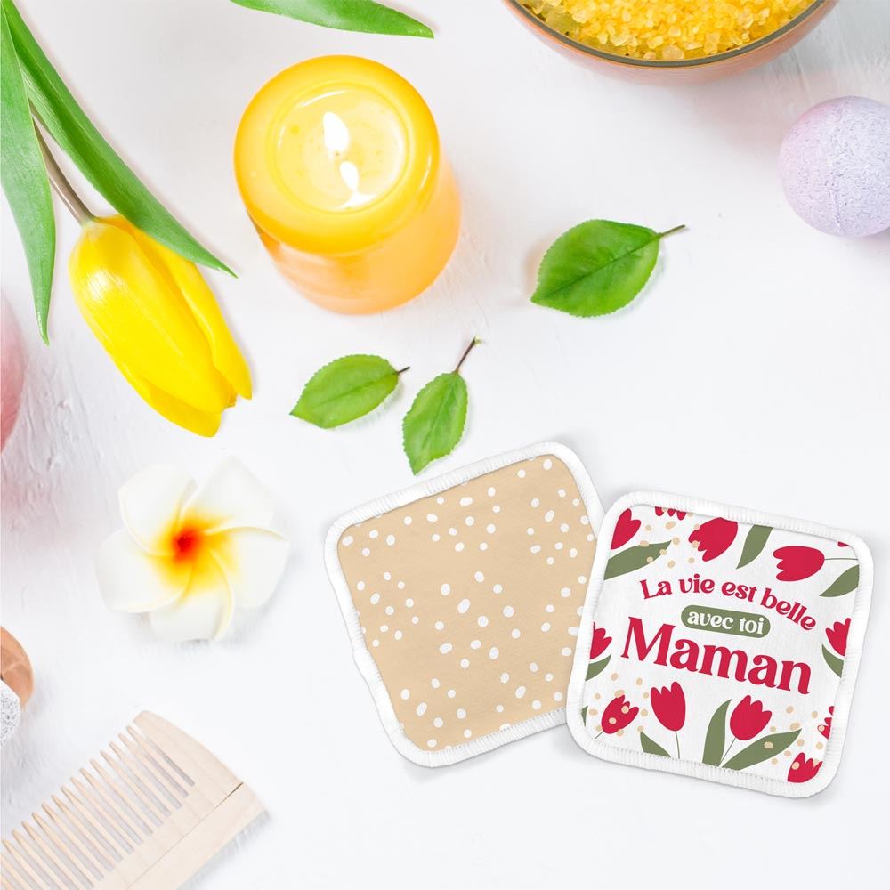 Lot de 2 cotons démaquillants Maman