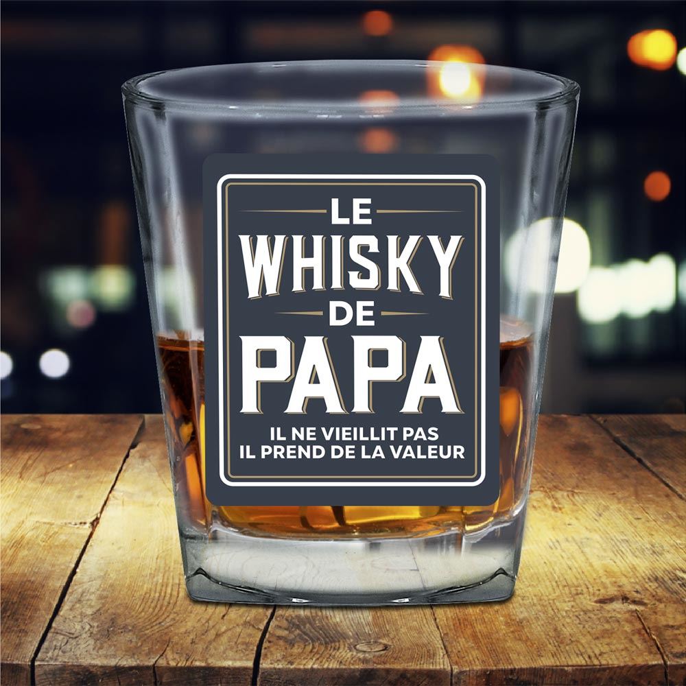 Verre Personnalisé Fete Des Peres Verre à Whisky Personnalisé Avec Photo - Cadeau émouvant Pour Papa (355ml) Verre A Whisky